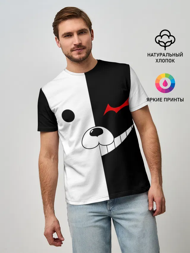 Мужская базовая футболка с принтом «Monokuma»