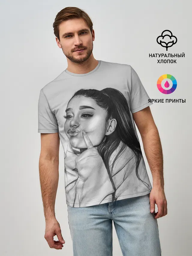 Мужская базовая футболка с принтом «Ариана Гранде — Ariana Grande»