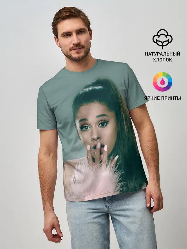 Мужская базовая футболка с принтом «Ариана Гранде — Ariana Grande»