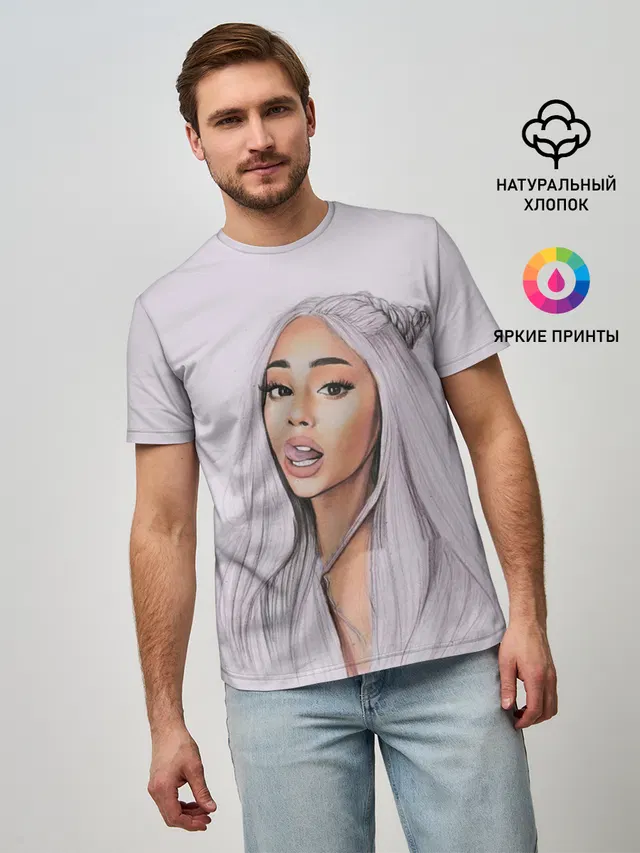 Мужская базовая футболка с принтом «Ариана Гранде — Ariana Grande»