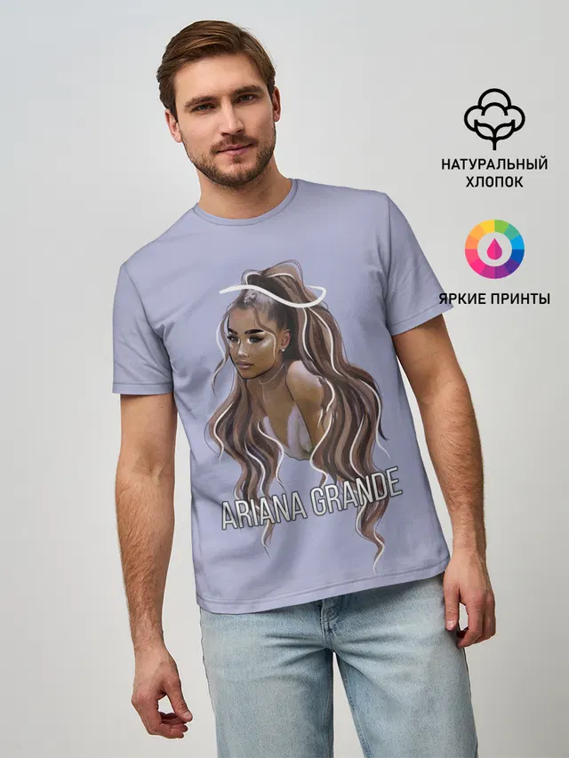 Мужская базовая футболка с принтом «Ариана Гранде — Ariana Grande»