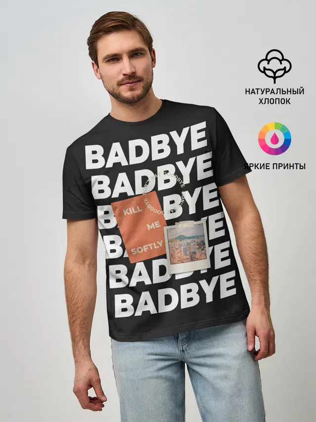 Мужская базовая футболка с принтом «BTS — Badbye»