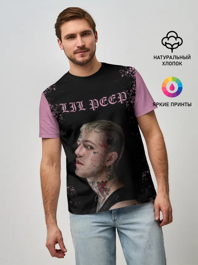 Мужская базовая футболка с принтом «Lil Peep»