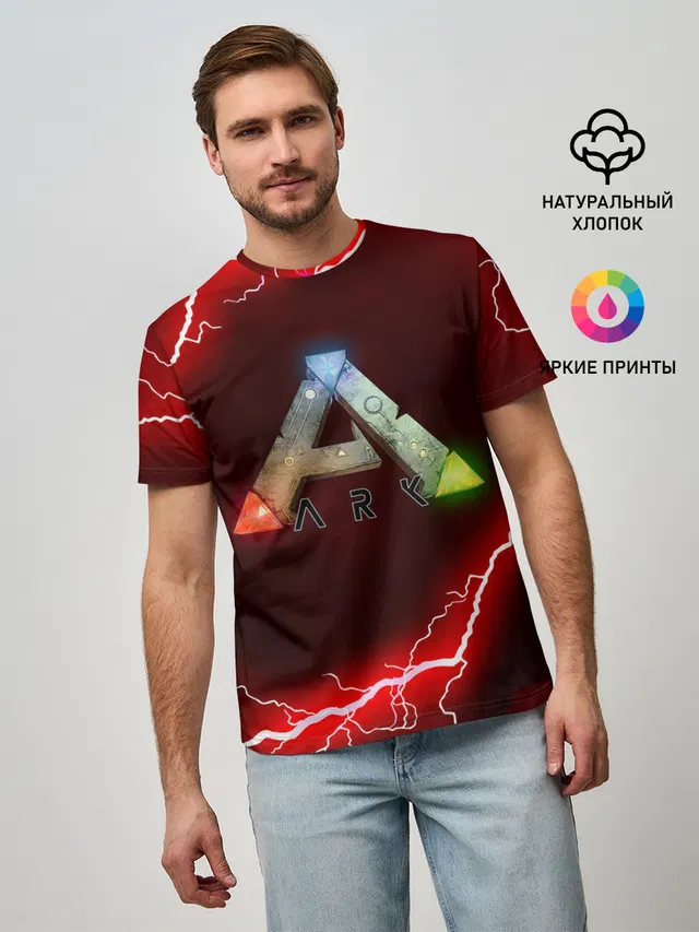 Мужская базовая футболка с принтом «Lightning bolts»