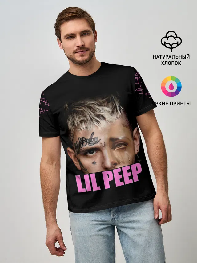 Мужская базовая футболка с принтом «Lil Peep»