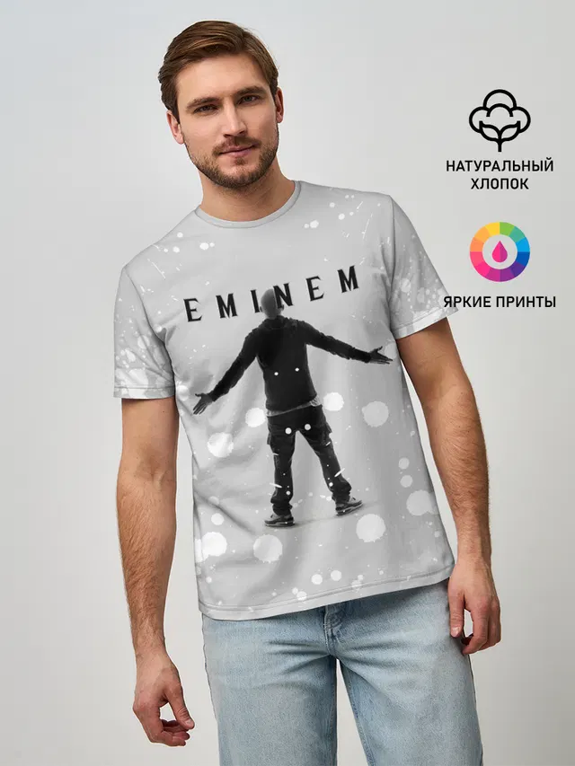 Мужская базовая футболка с принтом «Eminem — ЭМИНЕМ»