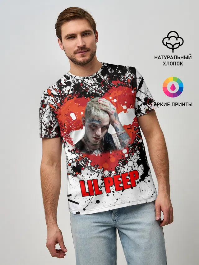 Мужская базовая футболка с принтом «Lil Peep»