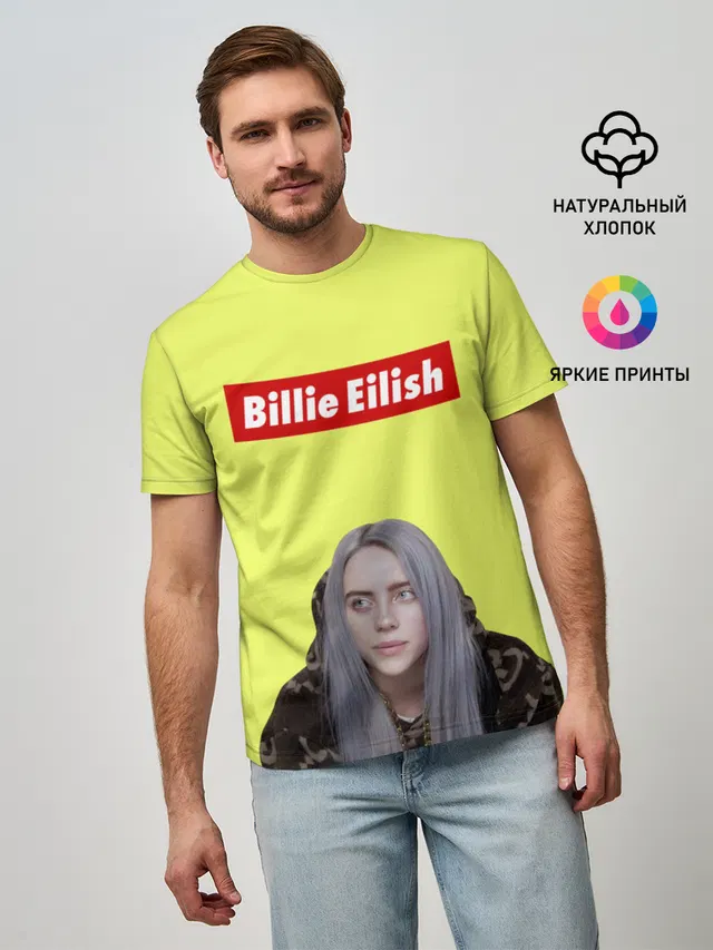 Мужская базовая футболка с принтом «Billie Eilish»