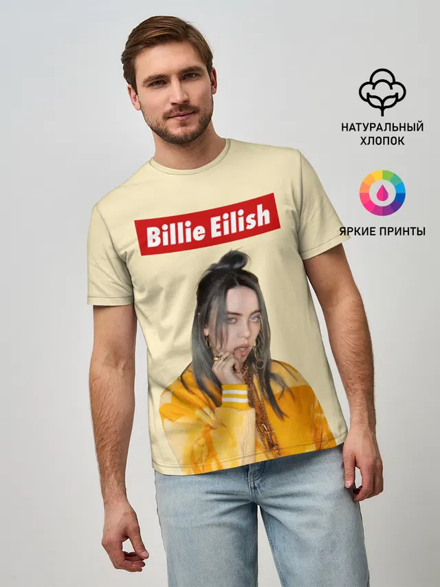 Мужская базовая футболка с принтом «Billie Eilish»