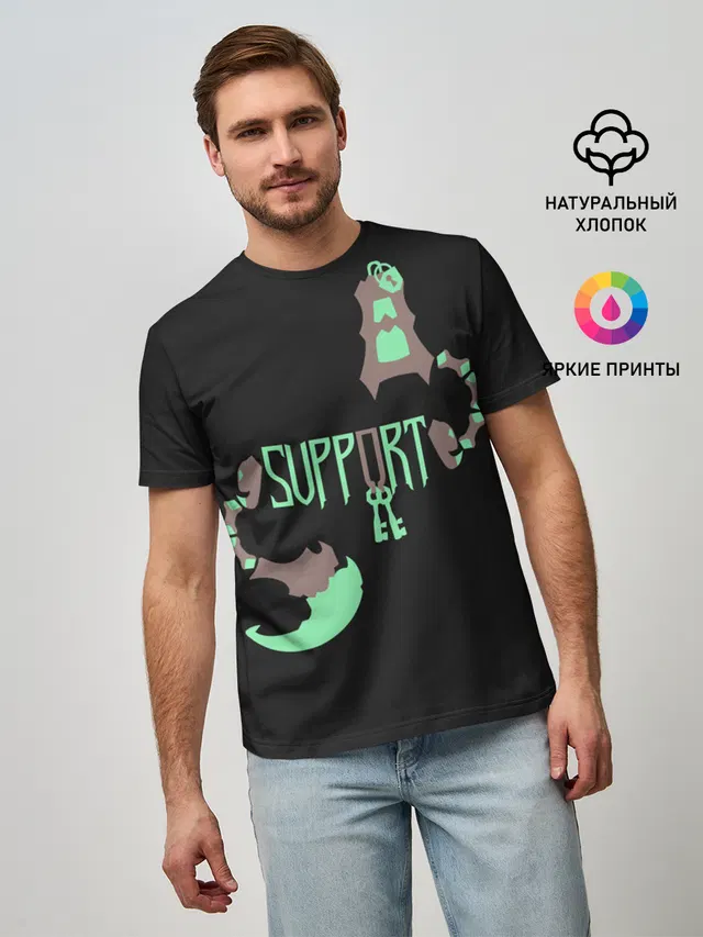 Мужская базовая футболка с принтом «Support»