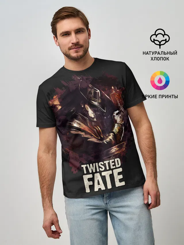 Мужская базовая футболка с принтом «Twisted Fate»