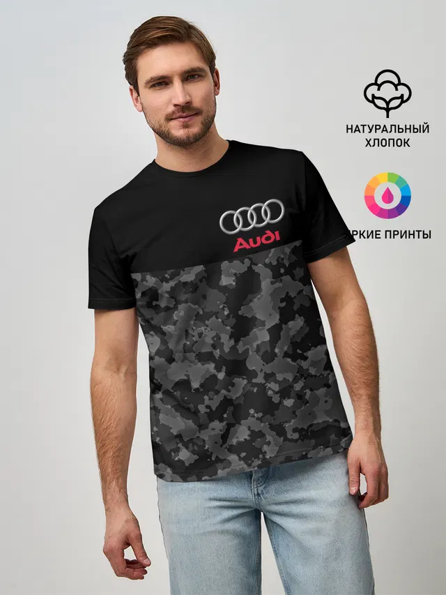 Мужская базовая футболка с принтом «Audi»