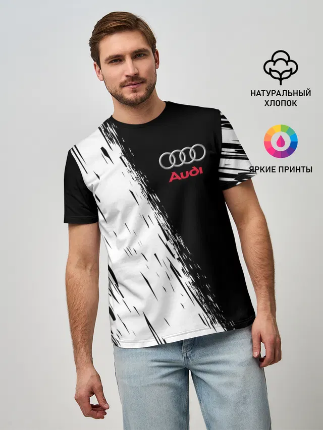 Мужская базовая футболка с принтом «Audi»