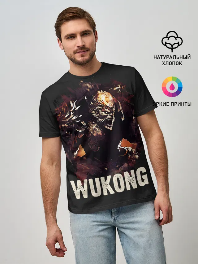 Мужская базовая футболка с принтом «Wukong»