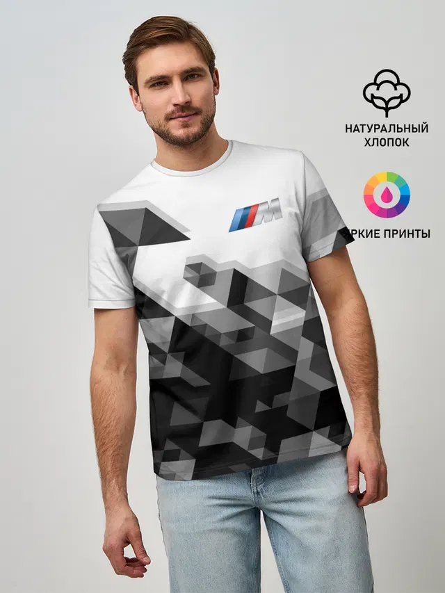 Мужская базовая футболка с принтом «BMW»