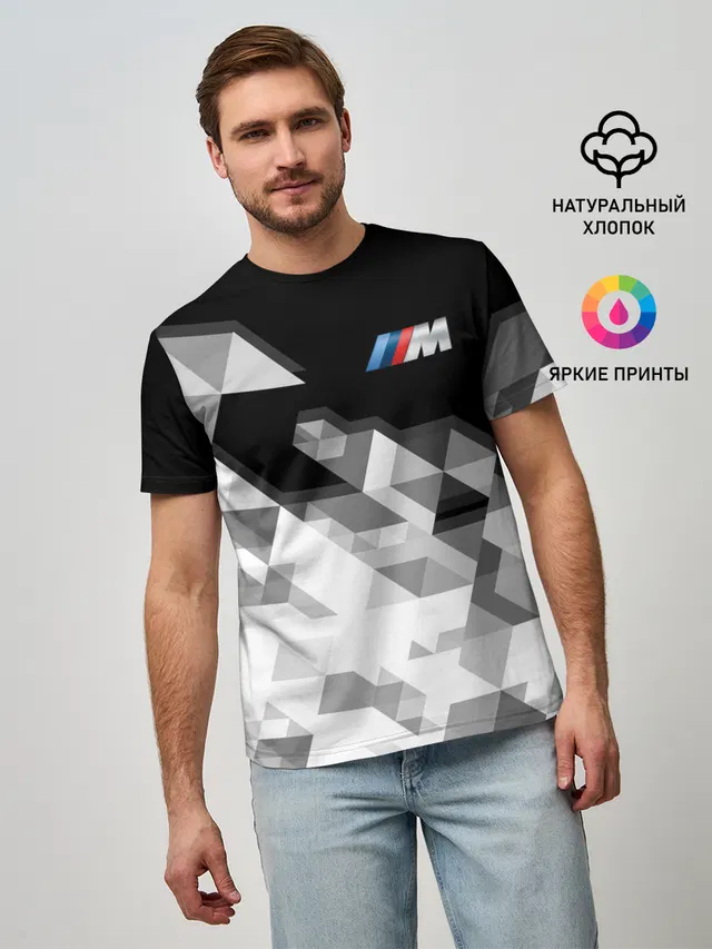 Мужская базовая футболка с принтом «BMW»