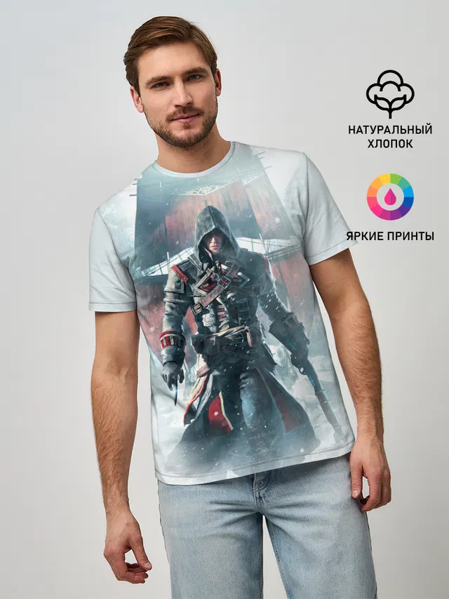 Мужская базовая футболка с принтом «Assassins Creed: Rogue»