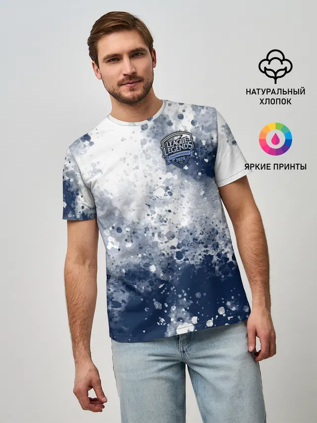 Мужская базовая футболка с принтом «Watercolor splash»