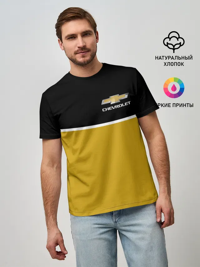 Мужская базовая футболка с принтом «Chevrolet»