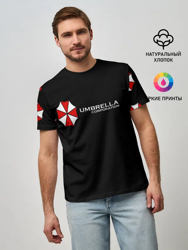 Мужская базовая футболка с принтом «Корпорация Umbrella — Umbrella Corporation»