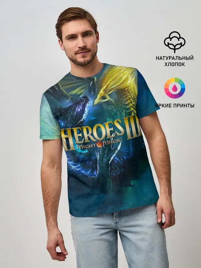 Мужская базовая футболка с принтом «Heroes — Heroes of Might and Magic»