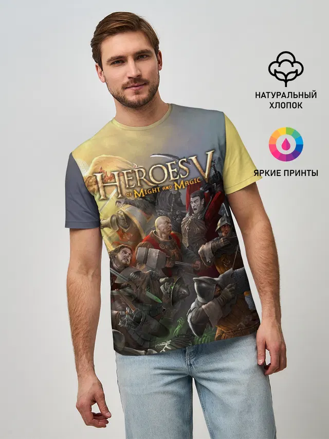 Мужская базовая футболка с принтом «Heroes — Heroes of Might and Magic»