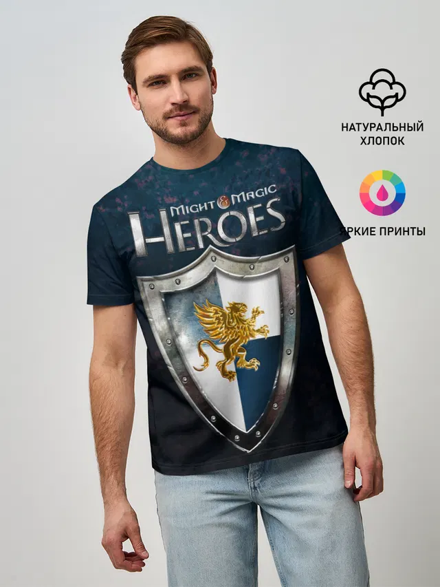 Мужская базовая футболка с принтом «Heroes — Heroes of Might and Magic»