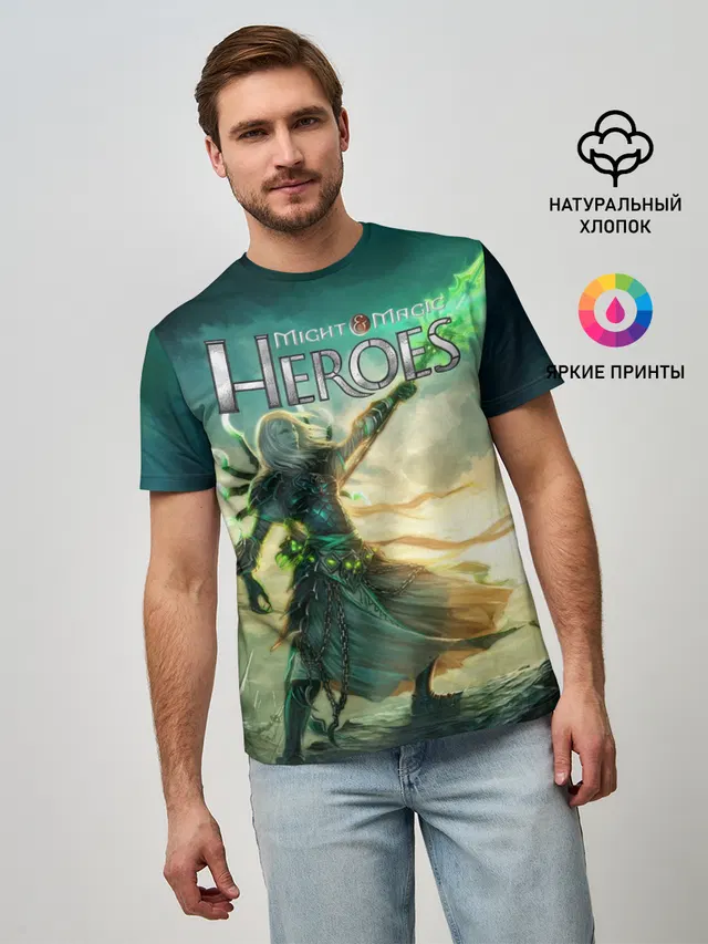 Мужская базовая футболка с принтом «Necromancer — Heroes of Might and Magic»