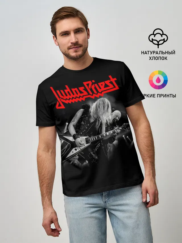 Мужская базовая футболка с принтом «Judas Priest band»