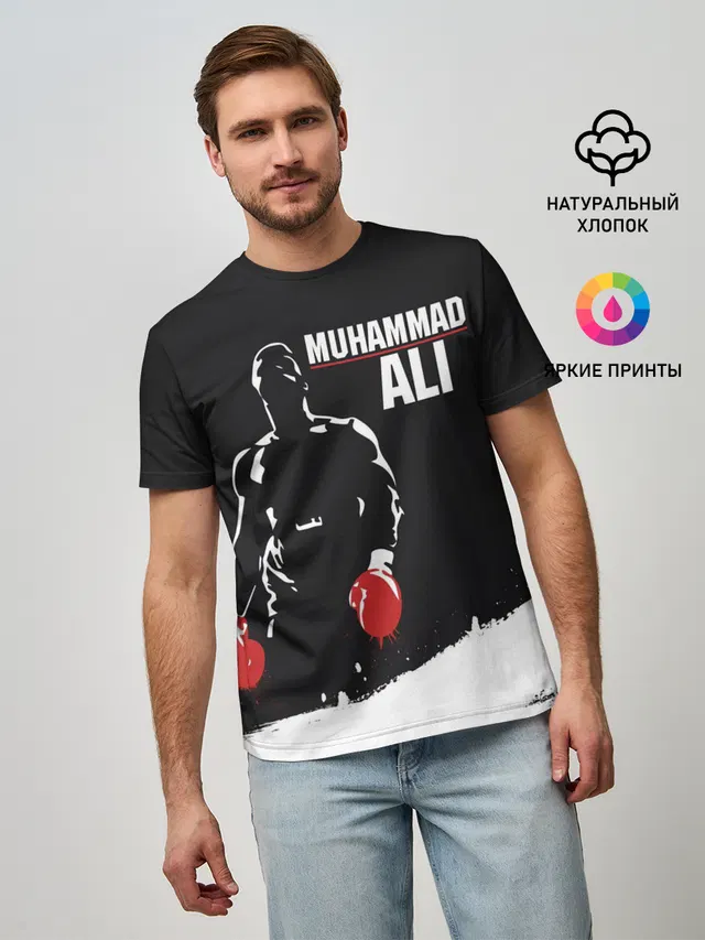 Мужская базовая футболка с принтом «Мухаммед Али — Muhammad Ali»