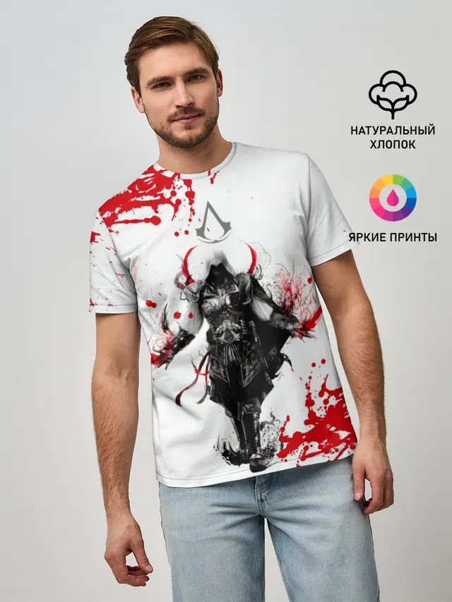 Мужская базовая футболка с принтом «Кредо ассасина»