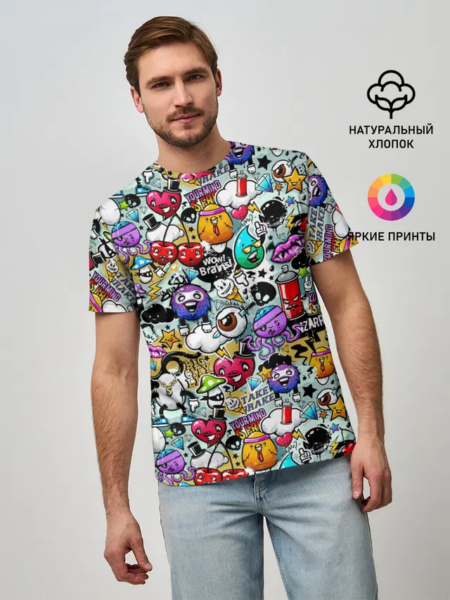 Мужская базовая футболка с принтом «eyeball — Stickerboom»