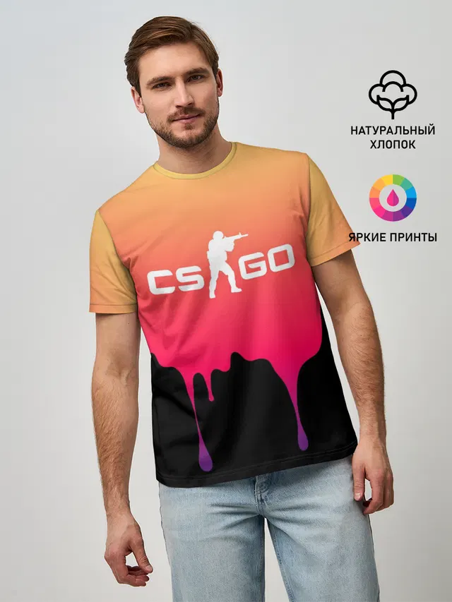 Мужская базовая футболка с принтом «Counter-Strike — CS GO GRADIENT»