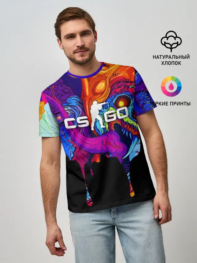 Мужская базовая футболка с принтом «Counter-Strike — CS GO HYPER BEAST»