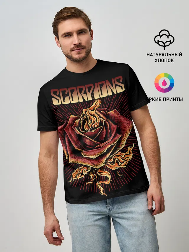 Мужская базовая футболка с принтом «Scorpions»