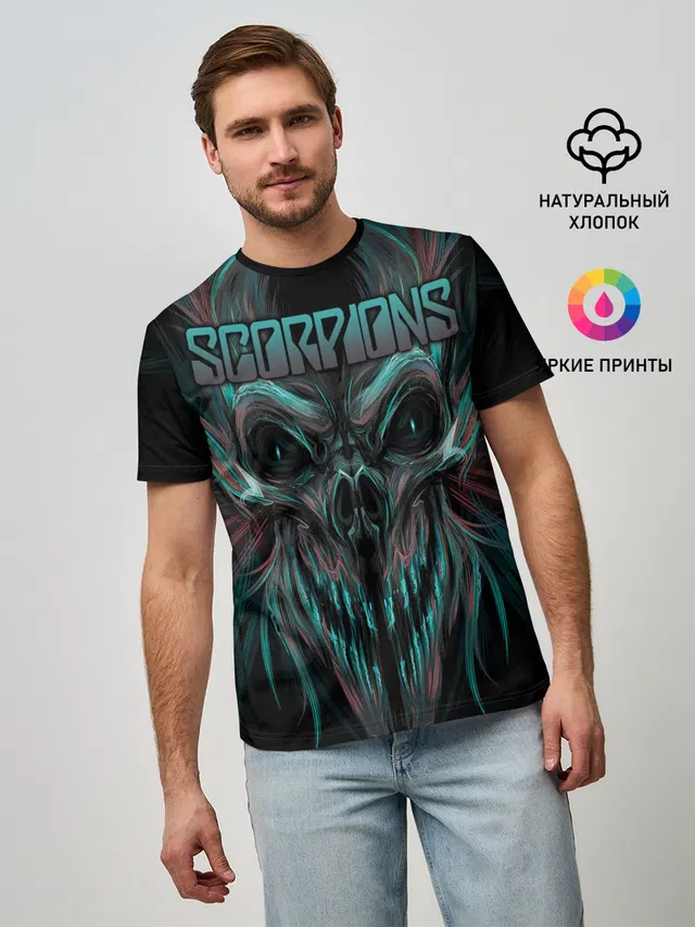 Мужская базовая футболка с принтом «Scorpions»