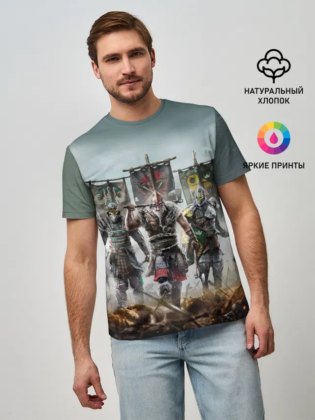 Мужская базовая футболка с принтом «Разные игры — For Honor»