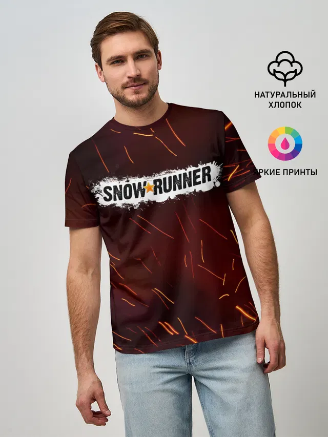 Мужская базовая футболка с принтом «Разные игры — SNOWRUNNER»