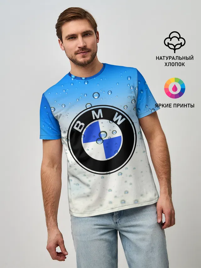Мужская базовая футболка с принтом «BMW»