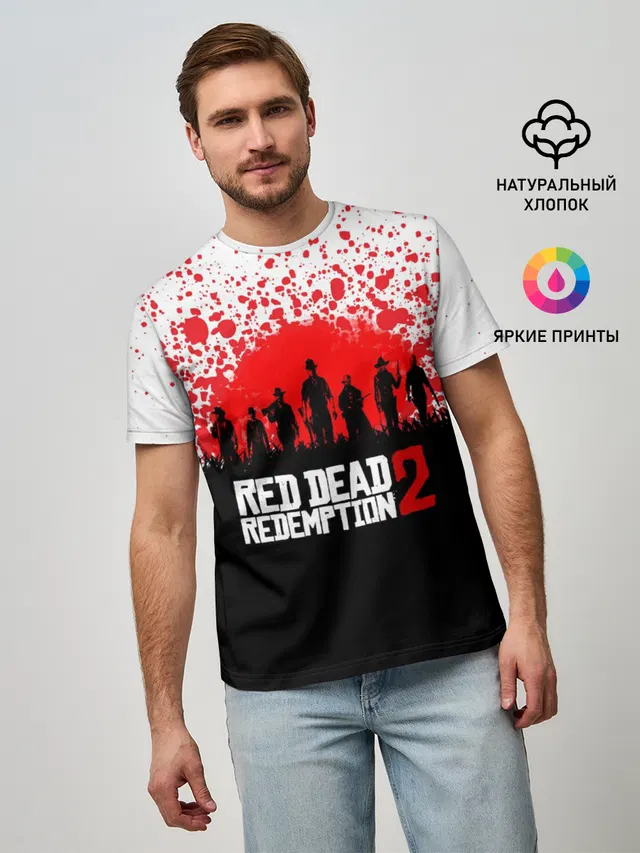 Мужская базовая футболка с принтом «Cowboys — RED DEAD REDEMPTION 2»