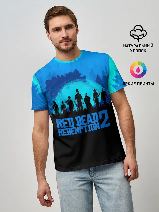 Мужская базовая футболка с принтом «Cowboys — RED DEAD REDEMPTION 2»