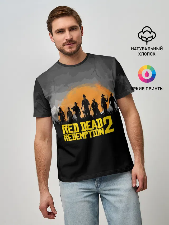Мужская базовая футболка с принтом «Cowboy — RED DEAD REDEMPTION 2»