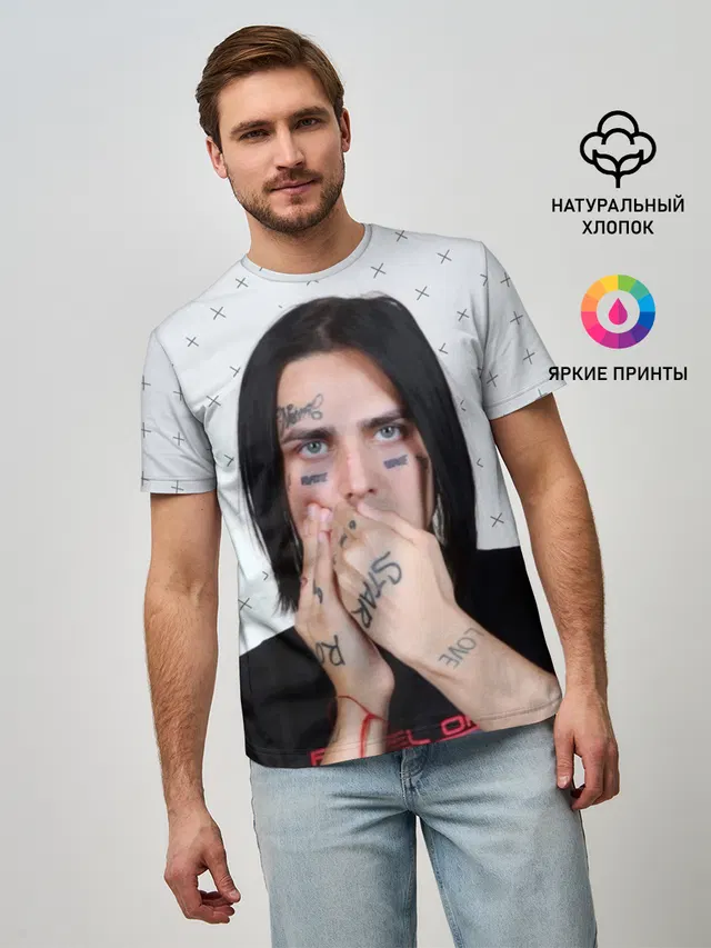 Мужская базовая футболка с принтом «Face»