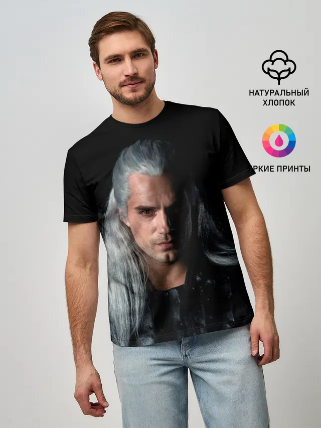Мужская базовая футболка с принтом «Разное — The Witcher. Geralt of Rivia»