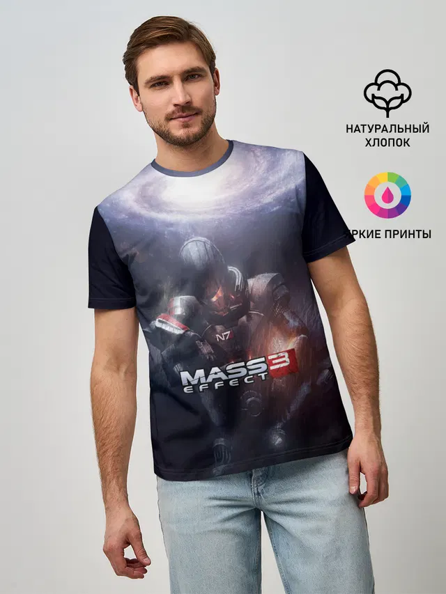 Мужская базовая футболка с принтом «Mass Effect 3»
