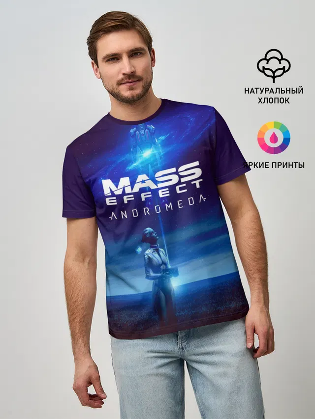 Мужская базовая футболка с принтом «Mass Effect Andromeda»