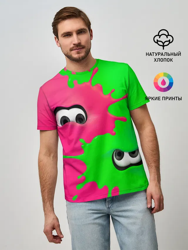 Мужская базовая футболка с принтом «Splatoon»