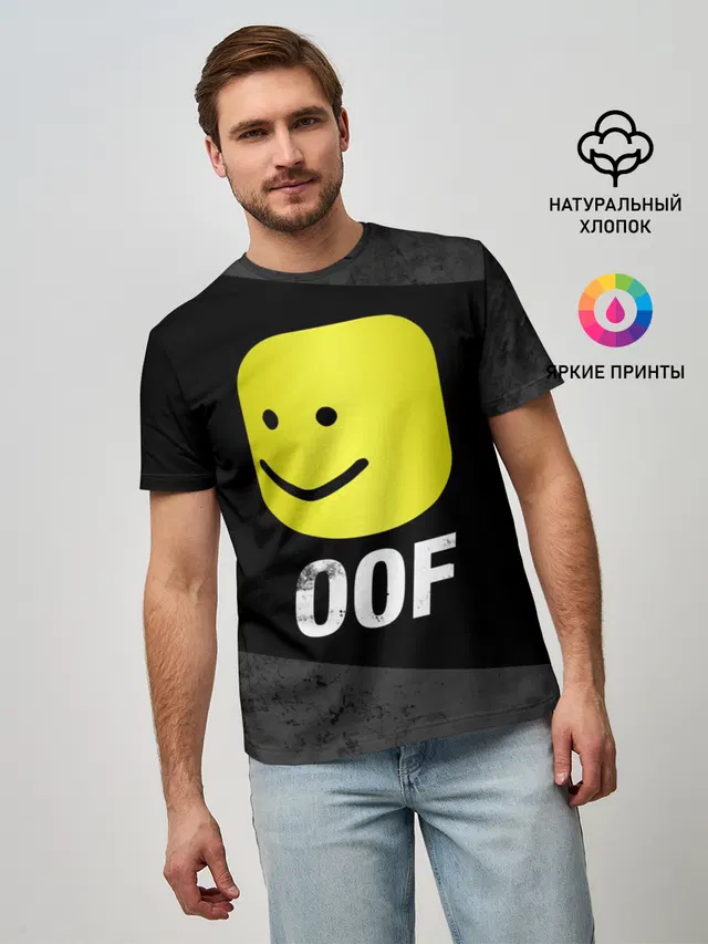 Мужская базовая футболка с принтом «Роблокс — Roblox OOF Мем»