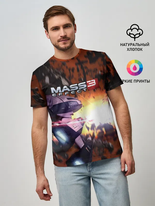 Мужская базовая футболка с принтом «Mass Effect 3»