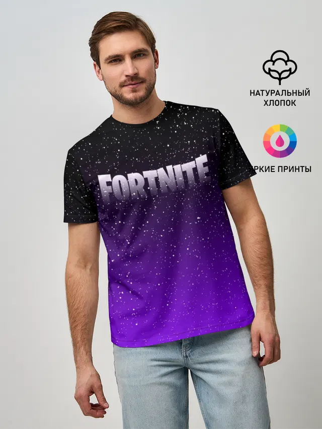 Мужская базовая футболка с принтом «Фортнайт — FORTNITE SPACE»